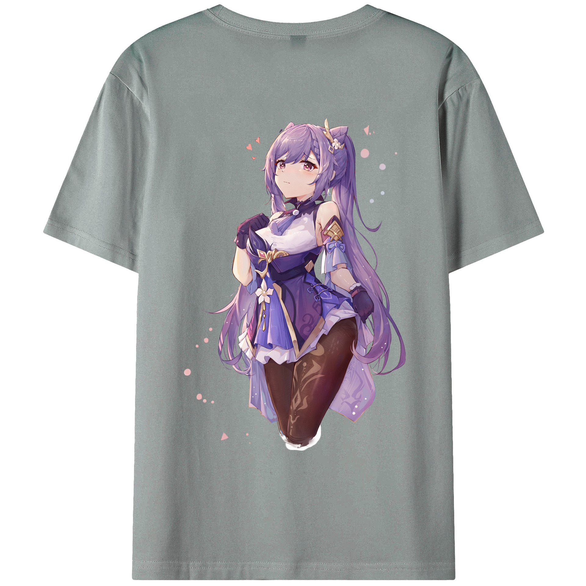 げんし神 刻晴 こくせい genshin Kokusei 綿100％ メンズ半袖Tシャツ（バックプリント） 通気性